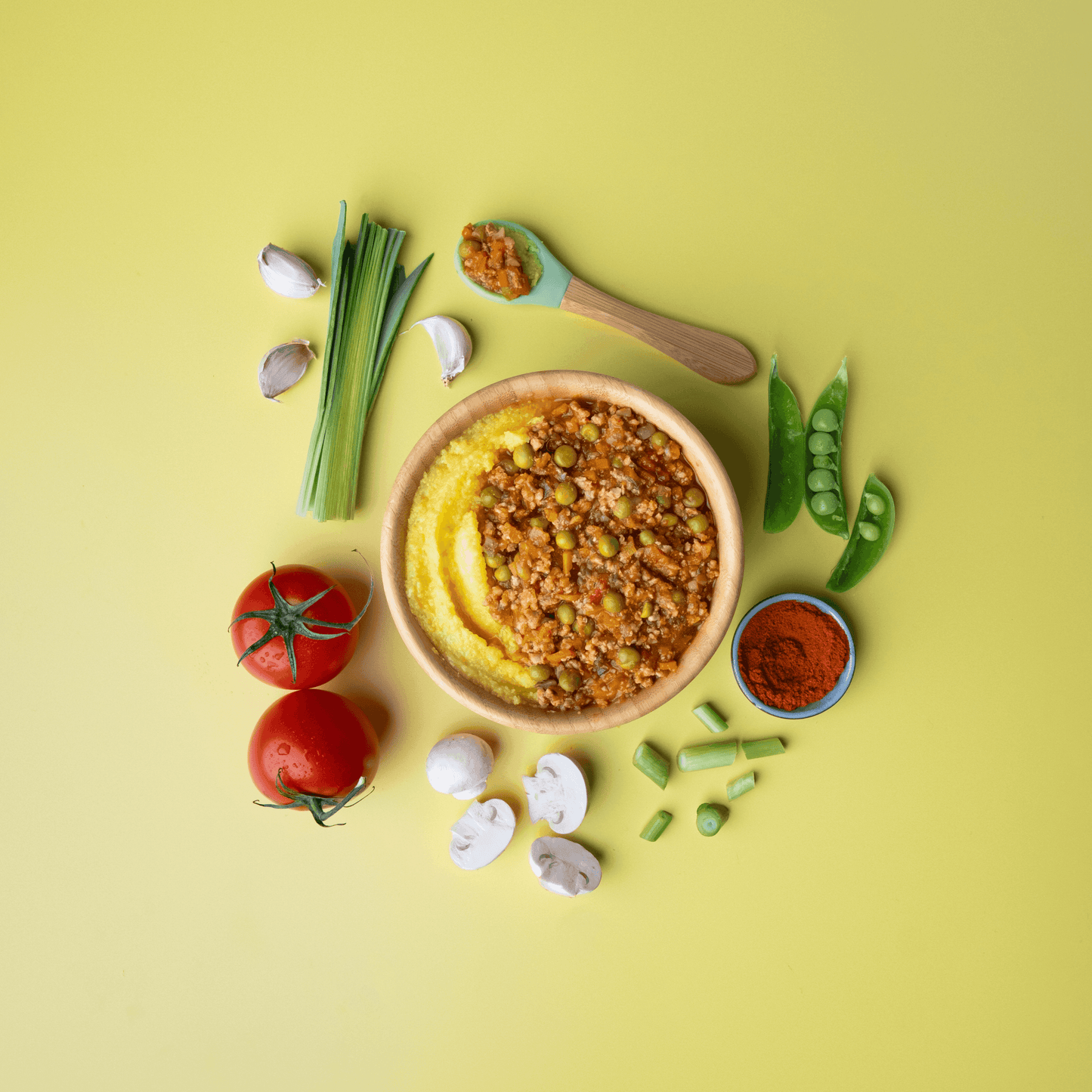 Baby Food Polenta with Pork and Mushrooms Sauce | 9 to 12 Months | 180g - Hug in a Bowl